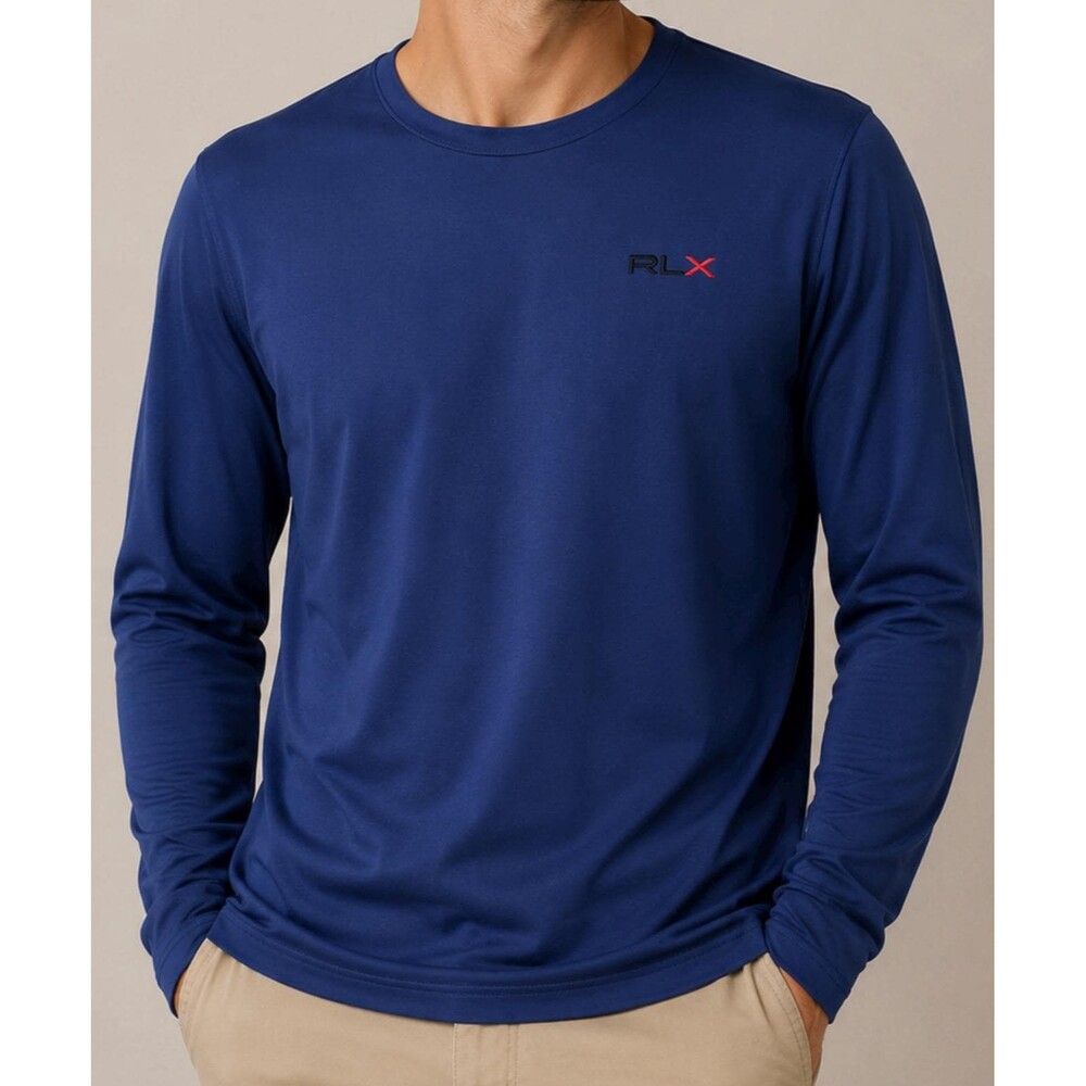 RLX Ralph Lauren Polo Sport Long Sleeve Performance Shirt Blue Men’s Medium VTG
